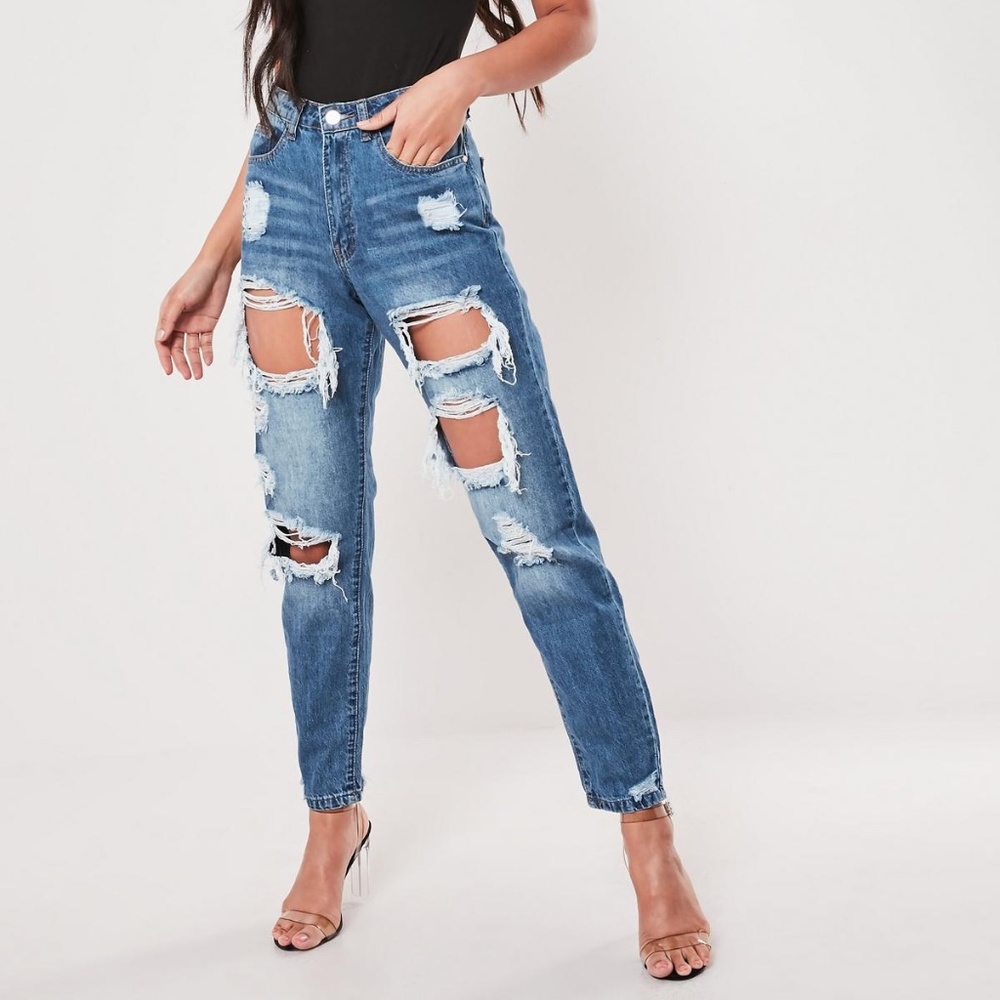 Missguided Riot High Rise Ripped Jeans